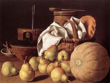 路易斯 歐熱尼奧 梅倫德斯 Still-life with Melon and Pears